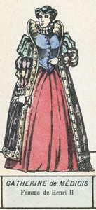Catherine de Medici, Femme de Henri II (barevná rytina) od French School