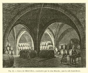 Sklepy hotelu-Dieu, postavené královnou Blanche, pod pokojem Saint-Denis od French School
