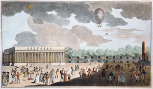 Oslava Dne Bastily, 14. července na Champs Elysees v Paříži v roce 1801 (ručně kolorovaná akvatinta) od French School