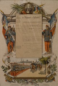 Osvědčení o dobrém chování, 37. pěší pluk, 1896 od French School