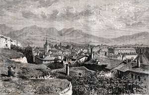 Chambery - Savoie - rytina v „La France illustree: geografie, historie, statistická správa“ od V.A. Sladově hnědá. 1884 od French School