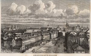Champagne-Ardenne (Champagne Ardenne), Marne (51), Chalons sur Marne (Chalons-sur-Marne) (současné Chalons en Champagne, Chalons-en-Champagne) - rytina v „France illustrée: geografie, historie, statistická správa“ od V.A. slad-hnědá. 1884 od French School