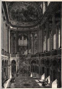 Kaple paláce ve Versailles - kaple zámku ve Versailles - rytina „“ PATRIE“ - POPIS PECTURERIQUE DE LA FRANCE EN 6 SVAZKŮ LUCIEN HUARD - konec 19. stol. od French School