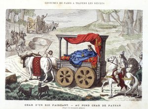 Char líného krále a vůz rolníka - v „Paříži v průběhu staletí““ 1881 od French School