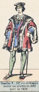 Karel 8, 56. král Francie, nastoupil na trůn roku 1483, zemřel roku 1498 (barevná rytina) od French School