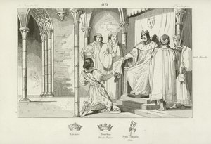 Karel IV. z Francie vyrábí Ludvíka hraběte z Clermont-en Beauvaisis, vévody z Bourbonu, 1327 od French School
