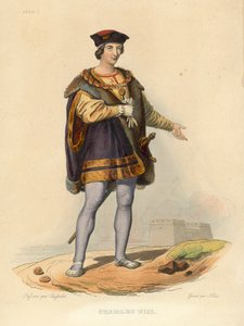 Karel VIII (barevná rytina) od French School