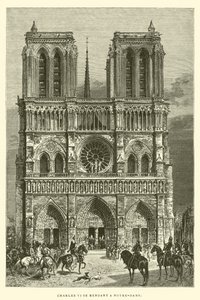 Karel VI. jde do Notre-Dame (rytina) od French School