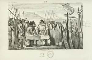 Charles Tlustý zaplatí Vikingům 700 kousků stříbra, aby opustili své obléhání Paříže, 886 od French School