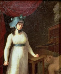 Charlotte Corday (1768-93) a atentát na Jean Paul Marat (1743-93) v jeho lázních od French School