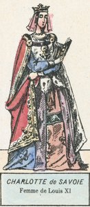 Charlotte Savojská, manželka Ludvíka XI. (barevná rytina) od French School