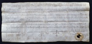 Charta podepsaná Huguesem I Capetem (941-996), francouzským králem, 988 (pero a inkoust na papíře) od French School