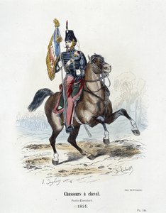 Lovci na koni: Porte - Etendard v roce 1854 - v „“Historie armády“ od A. Barbiera od French School