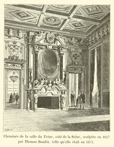 Krb v trůnním sále, na straně Seiny, vytesaný v roce 1617 Thomasem Boudinem, jako tomu bylo v roce 1871 od French School