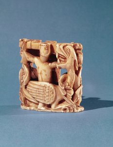 Šachová figurka v podobě jezdce bojujícího s drakem od French School