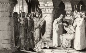 Childeric III (714-51) je sesazen z trůnu a uvězněn v klášteře, z 