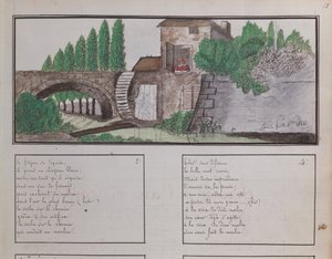 Dětská skica vodního mlýna, 1820 (pastelka a wc) od French School