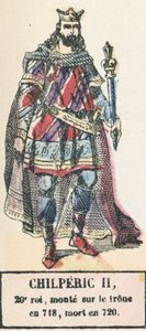 Chilperic II, 20. král, nastoupil na trůn v roce 718, zemřel v roce 720 (barevná rytina) od French School