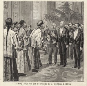 Čínský politik a diplomat Li Hongzhang přijal francouzský prezident Felix Faure v Elysejském paláci v Paříži od French School