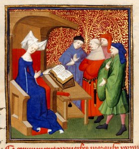 Christine instructing, MS Harley 4431, f.259v, Francie, c.1410-14 (barva na pergamenu) od French School