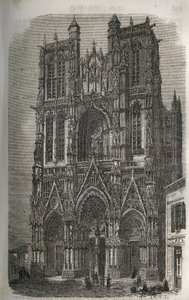 Kostel Saint-Vulfran (Saint Vulfran) bývalá vysoká škola v Abbeville v departementu Somme ve Francii - rytina v „Histoire de France“ od Victora Duruye (1811-1894) - 1882 od French School