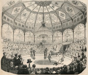 Cirque national des Champs Elysees v 19. století – rytina v „Tableau-de-Paris“ od Edmonda Texiera 1852 od French School