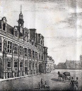 Radnice - "Alphabet Picturesque des Monumens de Paris" c.1840 (rytina) od French School