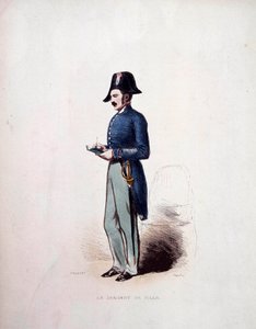 Uniforma městského seržanta příslušníka policejních sil za červencové monarchie (1830-1848) 19. stol. od French School