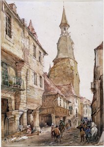 Věž s hodinami v Dinanu od French School