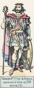 Clotaire 1., 7. král Francie, nastoupil na trůn roku 558, zemřel roku 561 (barevná rytina) od French School
