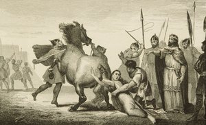 Clotaire II (584-629) při popravě královny Brunhildy (zemř. 613) z Colartovy knihy "Histoire de France", vydané kolem roku 1840. od French School