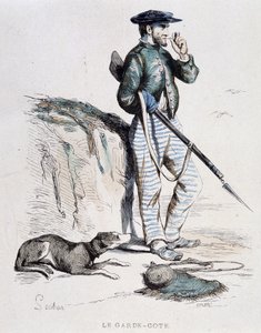 Pobřežní hlídka 19. století od Soubona od French School