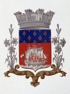 Znak města Paříže: královský král (Louis XVIII. a Karel X.) - Patent dopisy ze dne 20. prosince 1917 - v „“Armorial National de France””, H. Traversier, Paříž od French School