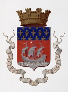 Znak města Paříž: Říše (Napoleon III.) – rozhodnutí prefekta ze dne 24. listopadu 1853 – v „“Armorial National de France””, H. Traversier, Paříž od French School