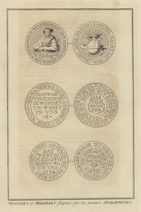 Mince a medaile vyražené prvními anabaptisty (rytina) od French School