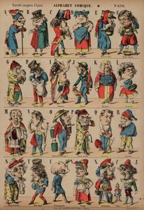 Komiksová abeceda (barevná rytina) od French School