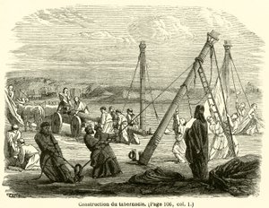 Construction du tabernacle (rytina) od French School
