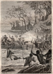 Pokračování šipkami: Cesta Philipa Cartereta nebo Philippa de Carteret (1733-1796) na ostrovech Santa Cruz, Notemely na ostrov Nendo (Santa Cruz, Ndeni, Nitendi nebo dokonce Ndende), v roce 1767 - ilustrace převzata z „The Velcí námořníci 18 od French School