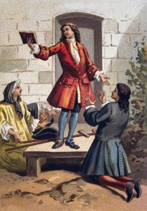 Křečovité praktiky (Convulsionnaires of Saint-Medard) - Jansenismus: křečoví (jansenističtí fanatici) hřbitova Saint Medard (Saint-Medard) za Ludvíka XV. chromolitografie kolem roku 1890. od French School
