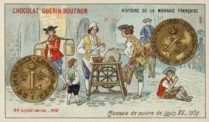 Měděné mince Ludvíka XV od French School