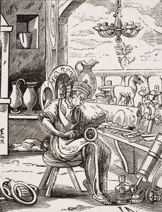Coppersmith, reprodukce dřevorytu od Josta Ammana (1539-91) z 