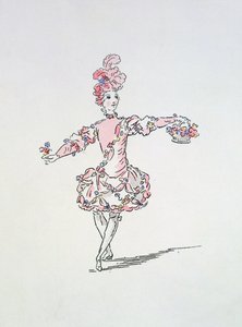 Kostýmní návrh pro mladého Egypťana jako jaro v Les Fetes de LHymen (ručně kolorovaná rytina) od French School