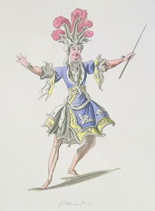 Kostýmní návrh pro kouzelníka v Dardanu, libreto Leclerc de Labruere, složil Jean-Philippe Rameau (1683-1764), faksimile A. Guillaumot Fils (barevná rytina) od French School
