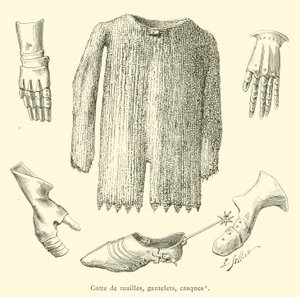 Řetězová pošta, rukavice, helmy (rytí) od French School