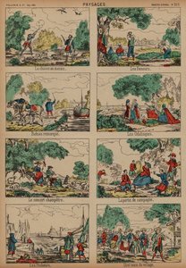 Venkovské scény (barevné rytí) od French School