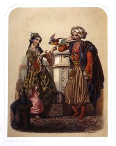 Pár v Turecku, cca 1850 (litografie) od French School