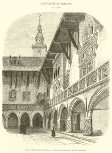 Nádvoří univerzity v Krakově (rytina) od French School