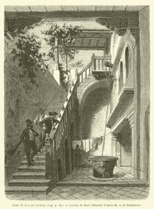 Nádvoří casa Goldoni (rytina) od French School