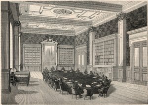 Účetní dvůr – knihovna a zasedací místnost – rytina v „Tableau-de-Paris“ od Edmonda Texiera 1852 od French School
