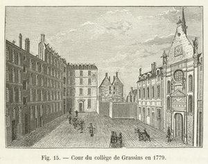 Nádvoří koleje Grassins v roce 1779 od French School